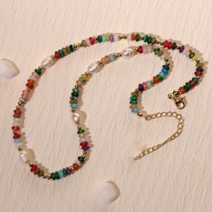 TEMU 1개 스타일 천연석 초커 목걸이, 멀티 레이어 팔찌, 캐주얼 복장이나 선물용으로 완벽한 주얼리 | 생동감 넘치는 비즈 디자인 | 천연석 비즈