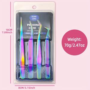 TEMU 스테인리스 스틸 속눈썹 족집게 4개 세트, 고정밀 그라프팅 도구 키트, 초보자용 인조 속눈썹 클립 세트, 속눈썹 연장, 네일 패치, 스팽글용 속눈썹 골든 페더 족집게