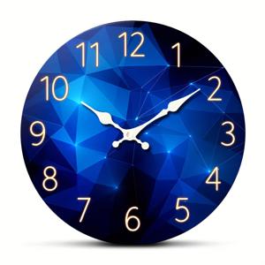 TEMU 기하학적 패턴의 블루 라이트가 특징인 모던한 원형 벽시계. 조용하고 틱 소음이 없는 이 시계는 휴일 동안의 집 장식 또는 선물용으로 완벽합니다.