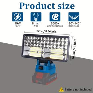 TEMU 4/5/8인치 무선 LED 작업등, 마키타 배터리 호환, 무선 LED 작업 현장 조명, 듀얼 USB 충전, 야외 활동, 캠핑, 자동차 수리, 비상 상황 및 작업 현장 조명에 적합, 배터리 미포함