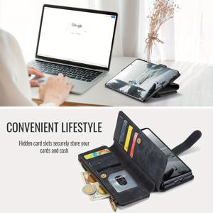 TEMU 휴대폰 케이스 - 휴대폰 케이스 - 지문 방지 지갑 케이스 (Z Fold 7 호환), 지퍼형 동전 지갑, 손목 스트랩 플립 케이스