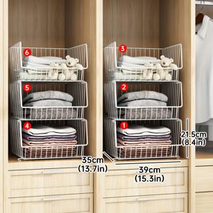 TEMU 4/5/6개 스택 가능한 옷장 정리대 선반 - 오픈 그리드 디자인의 헤비듀티 메탈 옷장 보관함, 공간 절약형 옷장 정리 시스템, 옷장, 욕실, 사무실용 - 쉬운 조립, 옷장 정리 및 수납, 세련된 금속 마감, 견고한 구조, 주방 정리 선반/선반 정리, 와이어 바스켓 저장, 옷장 정리/장식/캐비닛, 옷장