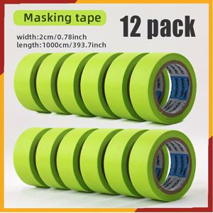TEMU 12롤 및 6롤 세트 녹색 종이 마스킹 테이프, 0.78인치(2cm) 폭, 미술, 공예 및 페인팅에 적합 - 잔여물 없음, 쉬운 벗김,용매 저항, 페인트 작업 보호, 자동차 스프레이 페인트 모서리 보호용|마스크