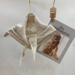 TEMU 미니 울 삼각 숄, 신상 가을 겨울 스타일 삼각 스카프, 따뜻한 랩, 단색 의류 액세서리, 우아하고 패셔너블한 넥 스카프