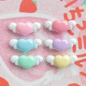 TEMU 20개 혼합 미니 하트 윙 장식 비즈, 하트형 레진 패치, DIY 공예 헤어클립 액세서리, 폰케이스 장식
