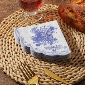 TEMU 50장 블루 & 화이트 도자기 냅킨 - 우아한 중국식 일회용 종이 냅킨, 결혼식, 파티, 생일, 추수감사절, 프림 페스티벌, 어버이날, 스승의날에 적합한 비정형 2겹 장식용 테이블 세팅