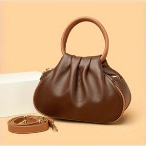 TEMU 정품 가죽 여성 숄더백, 새로운 유럽 및 미국 레트로 스타일, 패셔너블하고 다재다능한 만두백, 비즈니스 출퇴근 숄더백, 크로스바디 백, 핸드백, 대용량, 숨겨진 지퍼 포켓, 휴대폰 포켓 포함|가죽가방