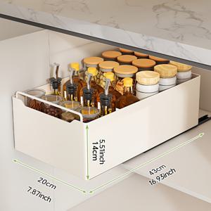 TEMU 1개 헤비듀티 카본 스틸 높이 조절 가능한 서랍형 캐비닛 선반 - 조립 불필요, 공간 절약형 수직 보관대, 칼, 냄비, 팬 보관에 적합 - 팬트리, 캐비닛 선반 유닛|수납정리함|싱크대