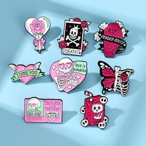 TEMU 다크 고딕 에나멜 핀 - 해골, 하트, 장미, 나비, 관 브로치 - 할로윈, 크리스마스, 추수감사절 주얼리 - 여성 및 남성을 위한 엣지 고딕 액세서리 - 코스튬 파티 및 일상복을 위한 스타일리시한 의류 핀, 고스 액세서리