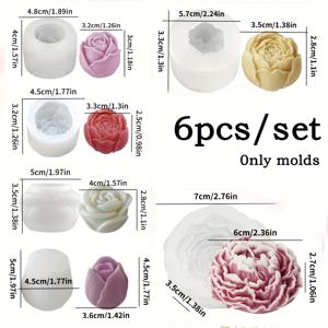 TEMU 6개/세트 플로럴 부케 실리콘 캔들 몰드 세트 - 모란, 장미, 하트 플라워 & 장미 꽃봉오리 | DIY 레진, 캔들 & 비누 몰드, 수제 홈 데코, 웨딩 크래프트 & 선물 (발렌타인데이, 어머니날, 생일, 크리스마스, 부활절)