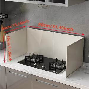TEMU 가스 및 IH 스토브용 오일 스플래시 가드, 접이식, 컴팩트, 4pcs 탄소강 플레이트, 세척 용이, 화이트