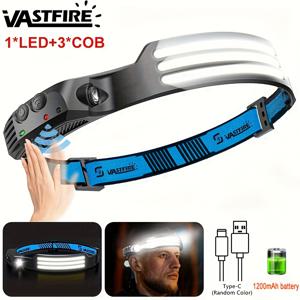 TEMU 강력한 조명이 있는 유도 LED 헤드램프, Type-C 충전 및 전원 표시 기능이 있는 COB 헤드램프, 1200mAh 배터리, 230° 광각 및 세 가지 조명 모드를 특징으로 합니다. 이 충전식 모션 센싱 헤드램프는 캠핑, 하이킹에 적합합니다.
