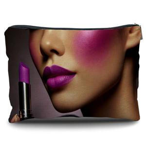 TEMU 1개 밝은 보라색 (립스틱 색상, 디자인 특징이 다를 수 있음) 여성용 휴대용 리넨 메이크업 파우치 - 재사용 가능한 지퍼 화장품 케이스, 컴팩트 여행 정리함, 크리스마스, 새해|립스틱