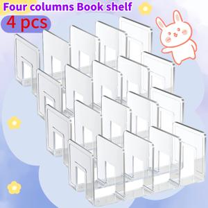 TEMU 4개 투명 아크릴 파일 홀더 - 공간 절약형 데스크탑 정리함, 각 4칸, 책, 봉투, 우편, 문서, 노트북, 바인더, 지갑, 클러치 칸막이 보관에 적합