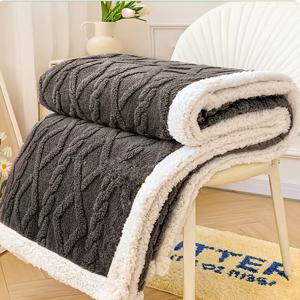 TEMU 계절에 적합한 소프트 브러시드 타프 푸론 담요 - 포근한 스킨톤 기하학적 침대보, 따뜻한 소파 커버 & 사무실 낮잠, 기숙사 침대, 컴팩트 럭셔리 침대커버|쇼파커버|쇼파침대