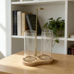 TEMU 실린더 형 매달이 향 & 재 수집기 - 명상, 요가 스튜디오, 스파 장식에 적합한 유리 연기 - 재 수집이 있는 매달이 향꽂이, 무향, 자연스러운 스타일