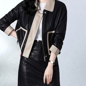 TEMU 여성용 컬러 블록 숏 PU 자켓, 봄/가을용, 새로운 스타일