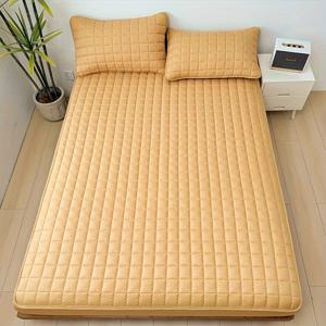 TEMU 원피스 퀼팅 방수 매트리스 프로텍터, 베개 및 솜 미포함, 부드럽고 편안한 단색 침구 매트리스 커버, 침실, 객실, 호텔, 아파트, 학교용|베개커버|이불|매트리스커버