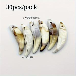 TEMU 30개/100개입 아크릴 흑백사 모조 뿔 펜던트, 레진 늑대 이빨 펜던트, 주얼리 제작 도매용 주얼리 펜던트 추가