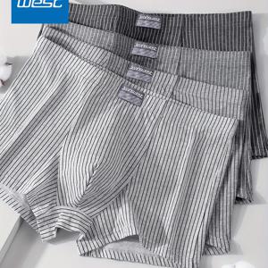 TEMU JEANSWEST 남성용 4팩 복서 브리프 - 클래식 신축성 속옷, 부드럽고 통기성 좋은 원단, 기계 세탁 가능, 캐주얼 편안함을 위한 다양한 줄무늬, 일상복, 현대적 디자인, 튼튼한 구조