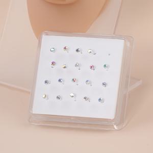 TEMU 20개 세트 코 반지 귀걸이 세트, 남녀 공용 피어싱 보석, 저알러지성, 합성 큐빅 지르콘, 구리, 전원 필요 없음, 귀여운 및 간단한 스타일, 일상 착용 및 선물에 적합, 올 시즌, HITIZZY 브랜드|피어싱