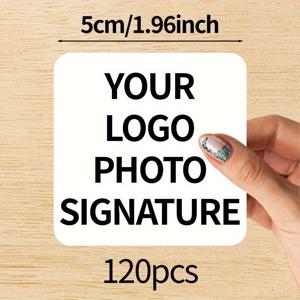 TEMU 120개 맞춤형 로고 및 QR코드 광고 라벨, 특허권 맞춤 제작 접착 스티커, 차가운 음료 인쇄 및 포장, 유리컵 스티커, 밀크티 및 커피컵 스티커