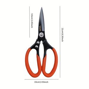 TEMU SK5 강철로 제작된 고탄성의 고강도 가위 한 쌍 (오렌지 손잡이). 금속 판, 전선 및 공예 절단에 적합하며, 오렌지 디자인 특징.