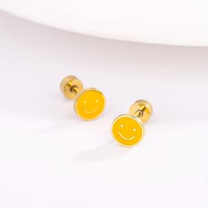 TEMU 컬러풀 에나멜 귀여운 기쁨의 얼굴 스터드 귀걸이, 스크류 백 플랫 백 디자인, 저자극성 316 스테인리스 스틸 방수 귀걸이, 연골 피어싱에 적합, 웨딩, 파티, 기념일, 발렌타인데이, 크리스마스 선물, 청소년을 위한 이상적인 선물|피어싱