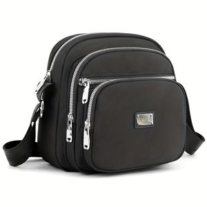 TEMU 뉴트럴 스퀘어 멀티 포켓 가방 신상 나일론 소형 천 가방 남녀공용 옥스포드 천 숄더 메신저백 다용도 다중 레이어 휴대폰 동전 지갑 [지퍼 방향 랜덤]