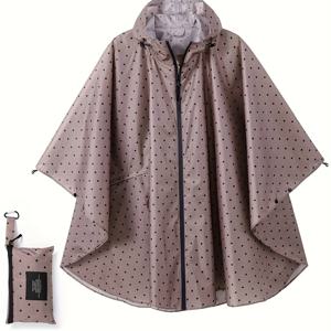 TEMU 세련된 후드, 지퍼, 플로럴 디자인의 데일리 레인 포ンチョ