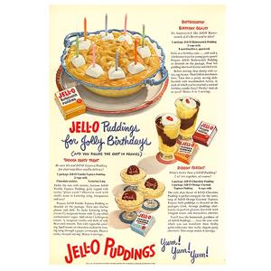 TEMU 빈티지 1950년대 젤로 푸딩 레시피 캔버스 포스터 - 버터스크래치, 보스턴 크림, 초콜릿 & 바닐라 파르페를 특징으로 하는 레트로 주방 아트, 액자 없는 벽 장식, 부엌, 거실, 침실, 사무실, 카페용, 30.48x45.72cm