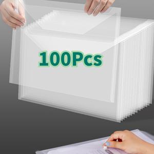 TEMU 학생용 레트로 스타일 투명 플라스틱 폴더 100개 세트 - 사무용품 및 문서 보관함|포카바인더
