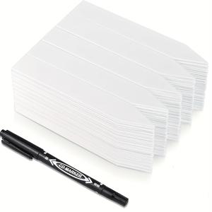 TEMU 500개 방수 플라스틱 식물 라벨, 길이 4인치, 모종, 채소 가드닝 태그용, 마커로 식물 이름을 쓰는 야외 정원 마커, 흰색 식물 라벨