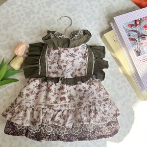 TEMU 플로럴 레이스 강아지 드레스 (프릴 어깨 & 신축성 허리) - 사계절용 소형 및 중형견 의상, 결혼식/파티/사진 촬영용 다층 스커트와 버튼 클로저, 애완동물 파티 복장 | 부드러운 원단 소프트 페트웨어