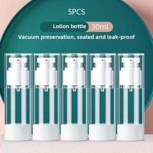 TEMU 1Oz 투명 진공 펌프 병/스프레이 병 5개, 30ml, 무황성 플라스틱 재질, 여행용 무취 용기, 페이셜 및 바디 크림, 보습 샴푸에 적합, 디자인 및 투명한 재질 특징