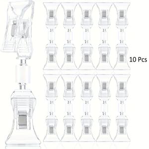 TEMU 10팩 투명 회전식 양면 사인 클립 - 가격표, 명함, 소매 라벨용 360° 조절 가능 홀더 - 의류 매장, 사무실 및 바구니 정리용 내구성 플라스틱 클립 | 품질 좋은 상품 진열 액세서리