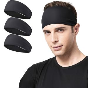 TEMU 남성용 런닝 헤어밴드, 3개 세트, 러닝, 사이클링, 농구, 요가 및 피트니스 운동을 위한 땀 흡수 밴드, 신축성 있는 남녀공용 헤어 액세서리