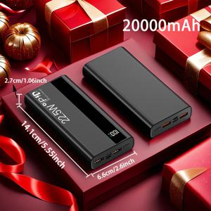 TEMU 22.5W 고속 충전 휴대용 충전기 | 10000/20000mAh USB C 입력 및 출력, PD 3.0+QC 4.0, LED 디스플레이, 아이폰 15/14/13/12 Pro, 삼성 S21, Google/Ipad 태블릿 호환, 충전식 리튬 폴리머|C타입충전기