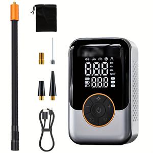 TEMU 휴대용 차량용 에어 컴프레서 - 초고속 무선 타이어 공기 주입기, 디지털 압력 게이지, LED 조명, 안전하고 효율적인 타이어 공기압 유지, 완벽한 비상용 동반자, 자동차, , 자전거 타이어 및 공에 적합, 자동차 액세서리|타이어