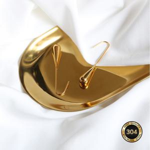 TEMU 알레르기 방지 18K 금도금 물방울형 스테인리스 스틸 귀걸이, 변색 방지, 편안하고 피부 친화적, 연인을 위한 생일 선물