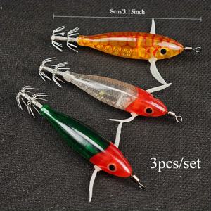 TEMU 3개 세트, 8Cm/5.7G 야광 둥근 배 루어 (이카 바늘 포함)