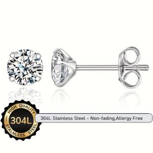 TEMU 2개/세트 저자극 실버 304L 스테인리스 스틸 귀걸이, 합성 큐빅 지르코니아 스터드 귀걸이, 남녀공용 알러지 프리 귀걸이, 커플 스타일, 변색 없는 웨딩 액세서리 패션 주얼리, 파티 주얼리,커플 주얼리, 귀걸이,현대 주얼리,고품질 장인 정신,내구성 있는 소재,패션 스터드,결혼식 손님들,주얼리 애호가