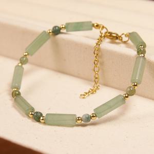 TEMU 천연석 여성 패션 팔찌, 부드러운 이끼 아게이트 비즈와 천연 그린 아벤처린이 특징인 - 산뜻한 연한 녹색 비즈 액세서리, 조절 가능하며 일상적인 캐주얼 웨어 및 파티에 완벽 | 남녀공용 | 패션 주얼리 | 스타일