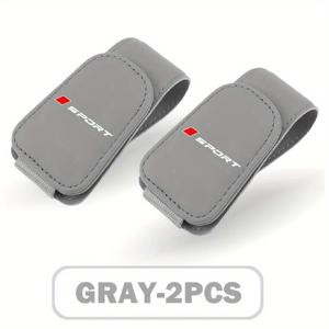 TEMU 차량 비저용으로 디자인된 마그네틱 인조 가죽 스타일리시 안경 홀더 2개 세트 - 카드 슬롯 포함, 한 손으로 사용 가능, 다양한 색상 (블랙, 그레이, 베이지, 레드 브라운)으로 제공, 운전석 내부 액세서리