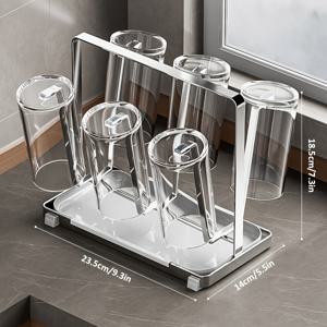 TEMU 고강도 스테인리스 스틸 컵 홀더 정리대 - 배수 시스템 내장, 공간절약형 카운터탑 & 테이블 정리대 - 가정, 사무실, 카페용 - 멀티컵 홀더, 쉬운 세척, 위생적 배수 시스템