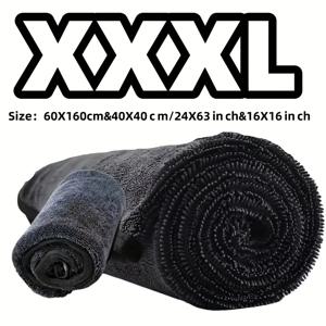TEMU XXXL 초대형 자동차 청소 천 - 160.02x60.96cm & 91.44x60.96cm 슈퍼 흡수 울트라 파인 파이버 매듭 자동차 세차 천, 부드럽고 푹신한 원단, 무줄무늬, 자동차, 트럭, SUV 및 선박에 적합
