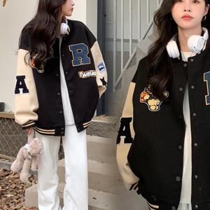 TEMU SunburstWonder 여성 가을 겨울 야구점퍼 도톰 학생 빈티지 오버핏