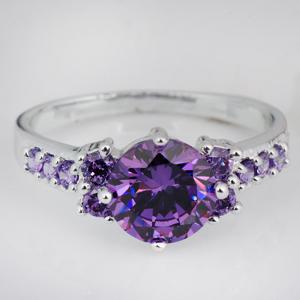 TEMU 여성용 프로미스 링, 라운드 합성 지르코니아 장식, 18k 금도금, 화이트, 핑크, 블루 멀티컬러, 나이트 파티용