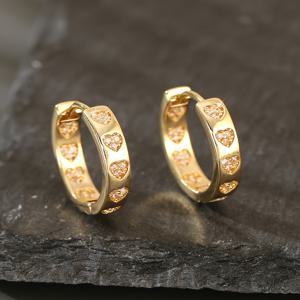 TEMU 고급스러운 구리 인레이 합성 지르코니아 하트 서클 귀걸이 클립 1쌍, 패셔너블하고 달콤한 여성용 귀걸이, 데이트 선물, 유럽 스타일