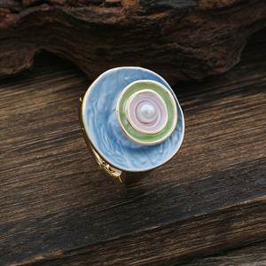 TEMU 원형 다층 컬러 합금 핸드메이드 얇은 코팅 탄성 조절 가능한 여성용 반지, 납·니켈·카드뮴 무함유